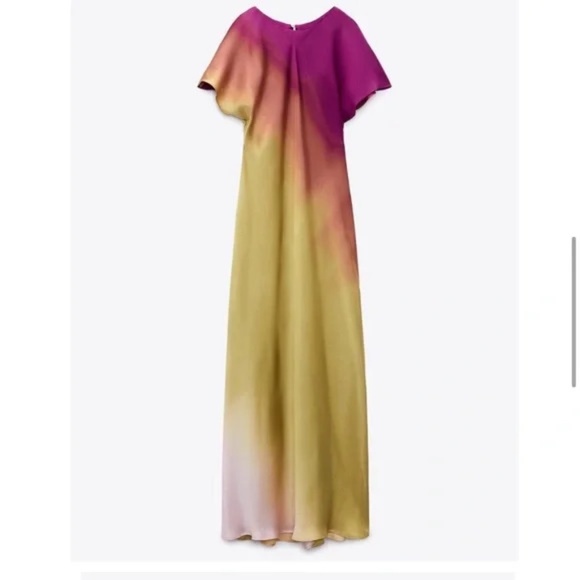ZARA Multicolour Long Tie-Dye Dress Size XL - Picture 1 of 8